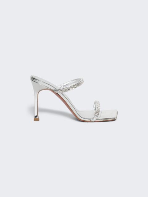Amina Muaddi Diana Slipper Sandals Silver Mirror