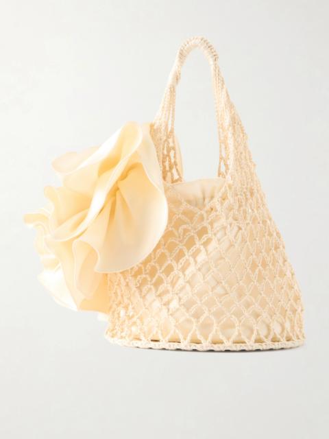 MAGDA BUTRYM Devana Mini Leather-trimmed Silk And Cotton-blend Knitted Shoulder Bag