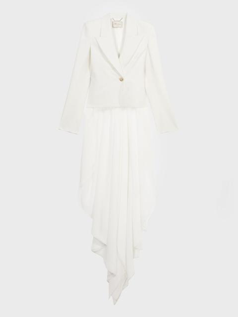 Blumarine JACKET IN COMPACT FABRIC WITH TULLE TRAIN