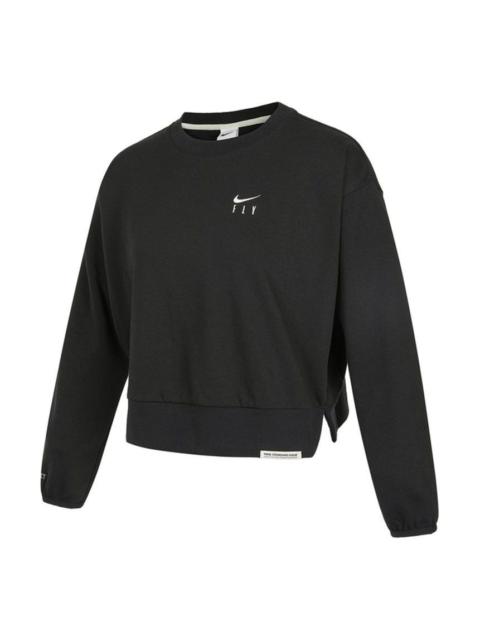 Nike (WMNS) Nike As Nk Standard Issue Crew Embroidery Logo Knitting Round-neck Sweatshirt Black DD9256-01