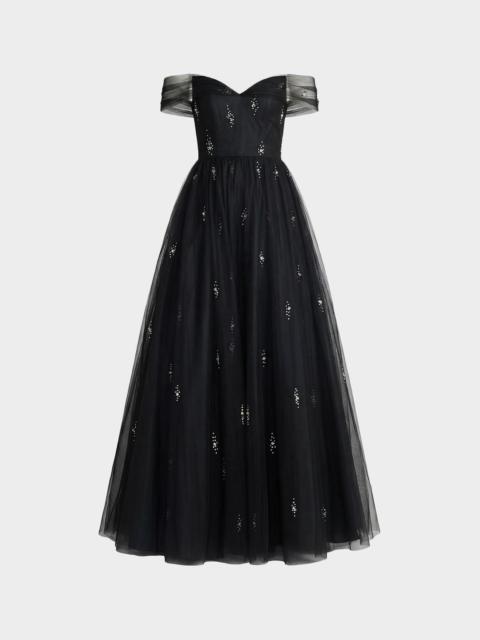 MAC DUGGAL Off-the-Shoulder Pearly Tulle Gown