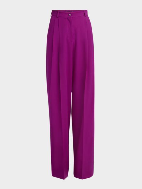 Dolce & Gabbana Double-Pleated Straight-Leg Wool Pants