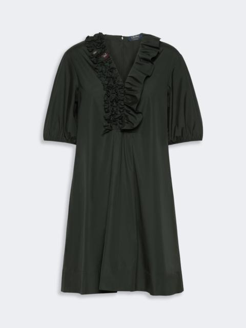 Max Mara FASCINO Cotton poplin short dress with ruffles - GREEN
