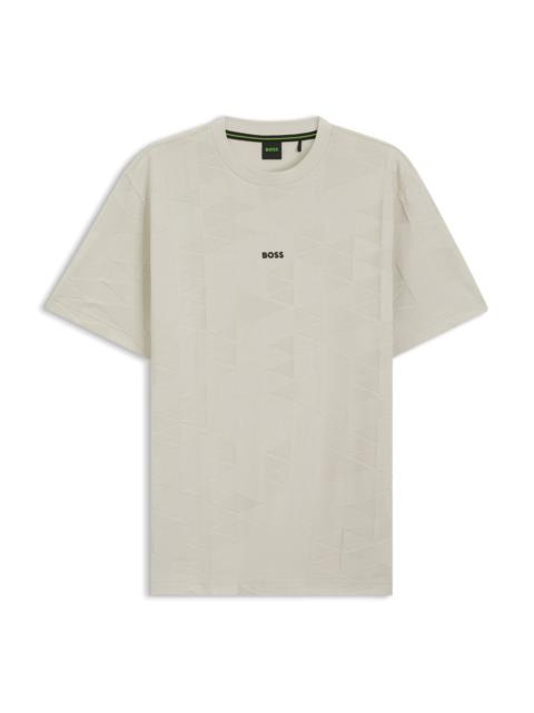 BOSS COTTON T-SHIRT WITH 3D-JACQUARD PATTERN