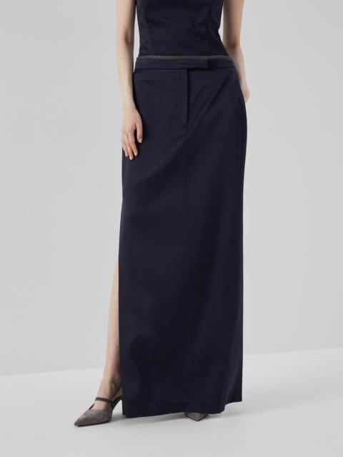 Brunello Cucinelli Satin cady maxi sartorial skirt with precious waistband
