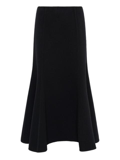 GABRIELA HEARST Patterson Midi Skirt in Black Double-face Recycled Cashmere
