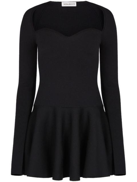 sweetheart-neck flared minidress