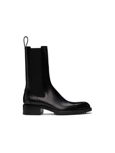 Dries Van Noten Black Polished Leather Chelsea Boots