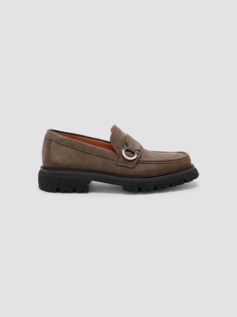 FERRAGAMO Men's Andover Suede Lug Sole Loafers - Elefante
