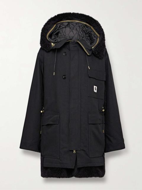 sacai + Carhartt WIP Fleece-Trimmed Cotton and Nylon-Blend Canvas Parka