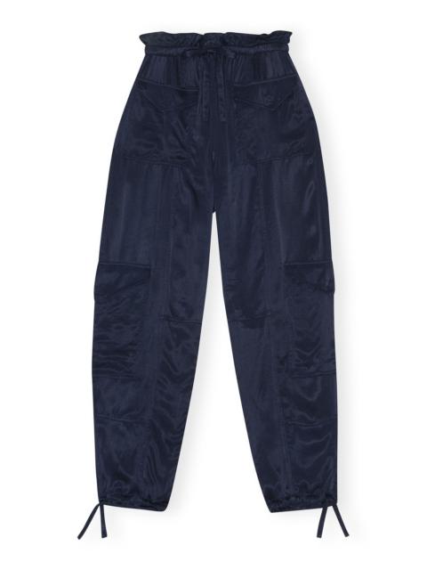 GANNI BLUE WASHED SATIN PANTS