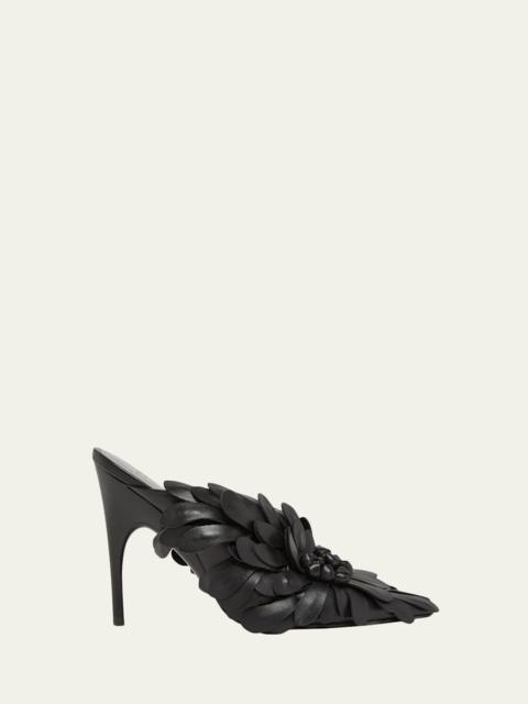 BALENCIAGA 90mm Flowers Leather Mule Pumps