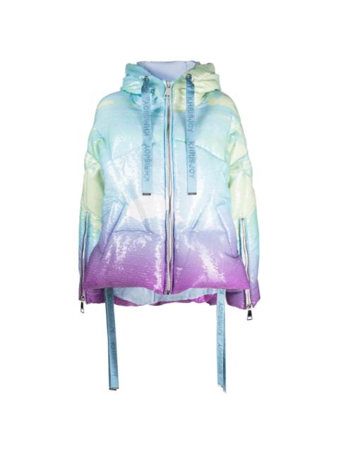 sequin-design zip-up hooded jacket