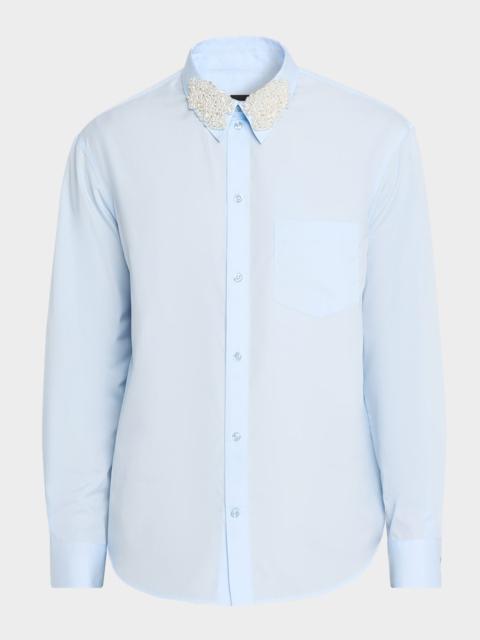 Simone Rocha Men's Pearly-Collar Formal Cotton Button-Down Shirt