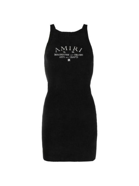 logo-embroidered knitted minidress