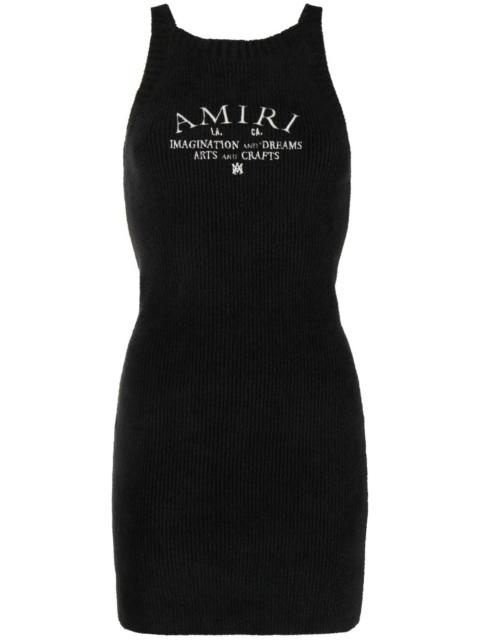 logo-embroidered knitted minidress