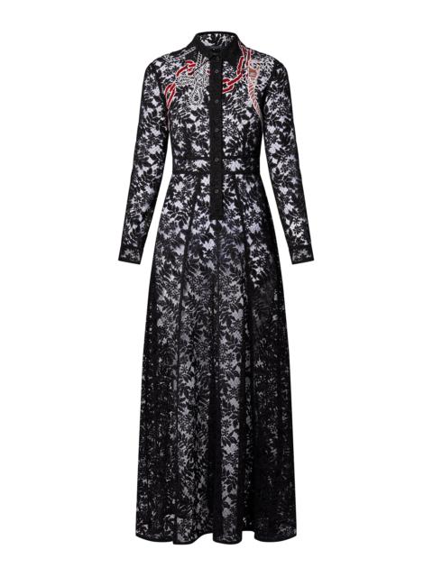Louis Vuitton Chain Motif Long Lace Shirt Dress