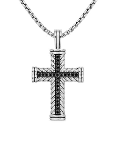 DAVID YURMAN Men's Chevron Cross Pendant in Sterling Silver - Black Diamond
