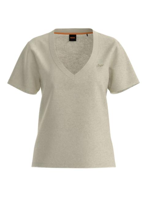 BOSS V-neck linen T-shirt
