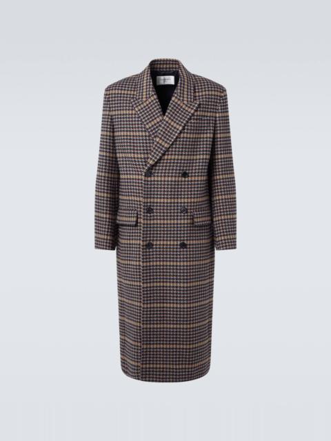 SAINT LAURENT Houndstooth double-breasted wool overcoat
