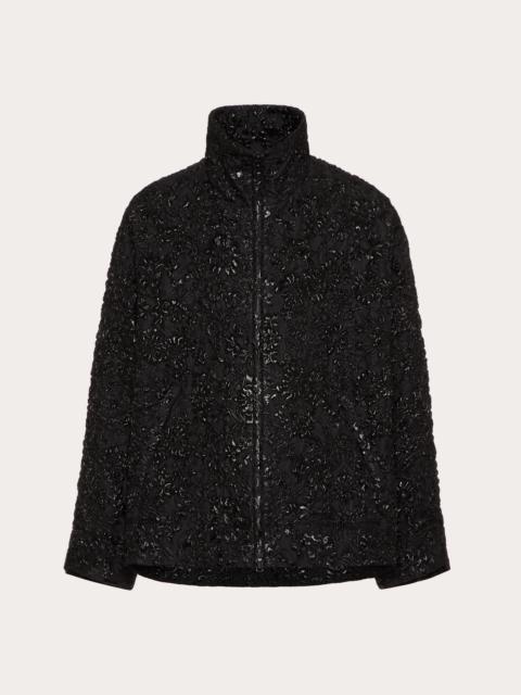 Valentino NYLON BROCADE JACKET WITH ALL-OVER FLORAL LUREX JACQUARD