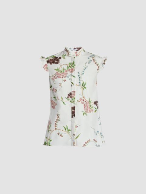 Erdem FLORAL PRINT COTTON SLEEVELESS SHIRT