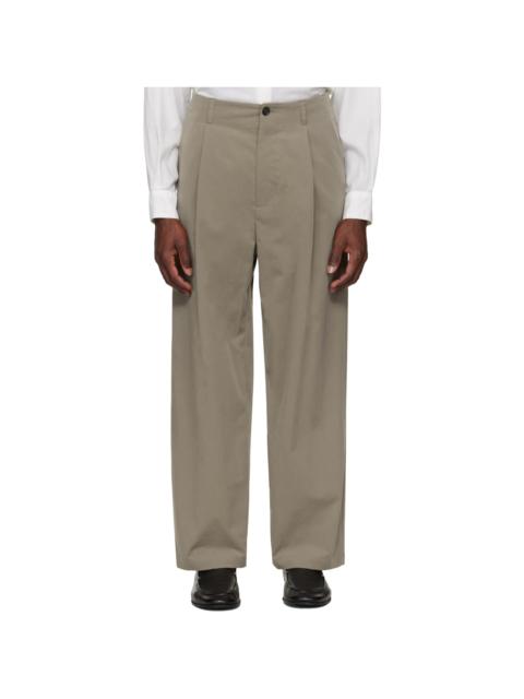 YOKE Beige 1-Pleat Trousers