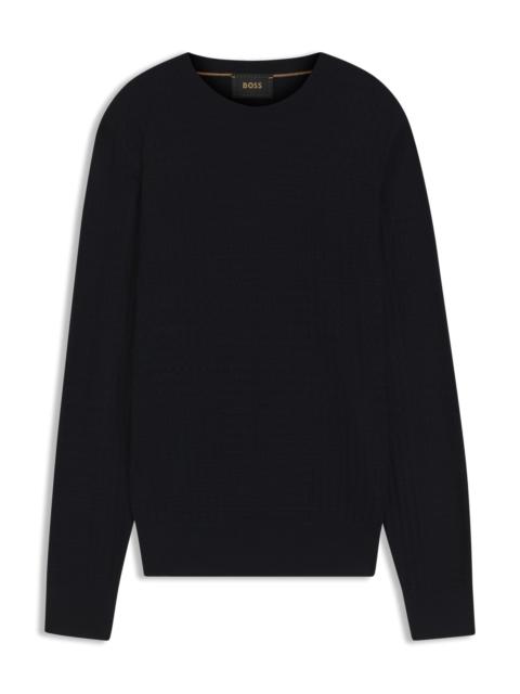 BOSS SILK SWEATER WITH PRINCE OF WALES CHECK STRUCTURE