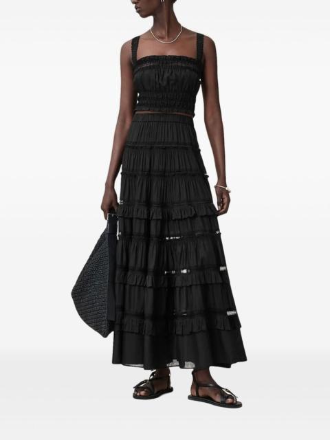 ALLSAINTS lace-trimmed smocked top