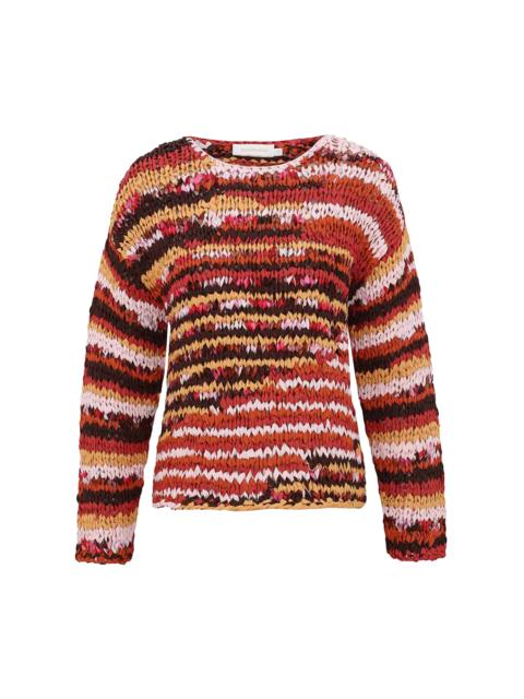 Zimmermann Luna Ribbon Knit Cotton Sweater stripe