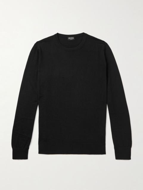 ZEGNA Cashmere and Silk-Blend Sweater Black