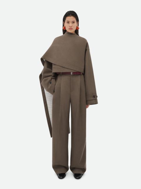 Soft Wool Twill Cape With Check Lining