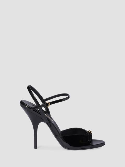 Miu Miu Women's Patent Leather Sandals with Buckles - Black