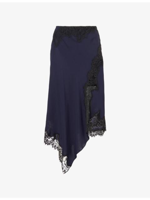 VERONICA BEARD Hartley Asymmetric Woven Midi Skirt