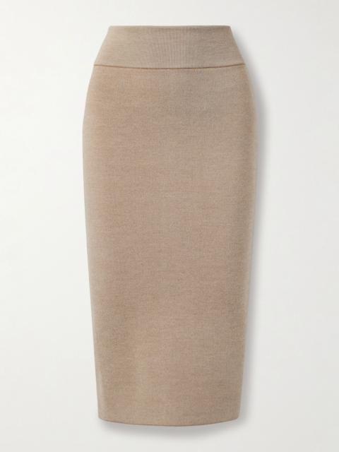 JACQUEMUS Merino wool-blend midi skirt Beige