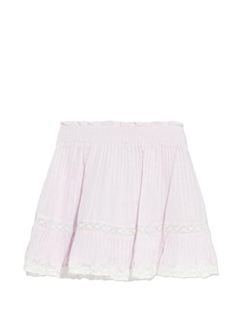 LoveShackFancy Gloriana pleated lace-detail mini skirt