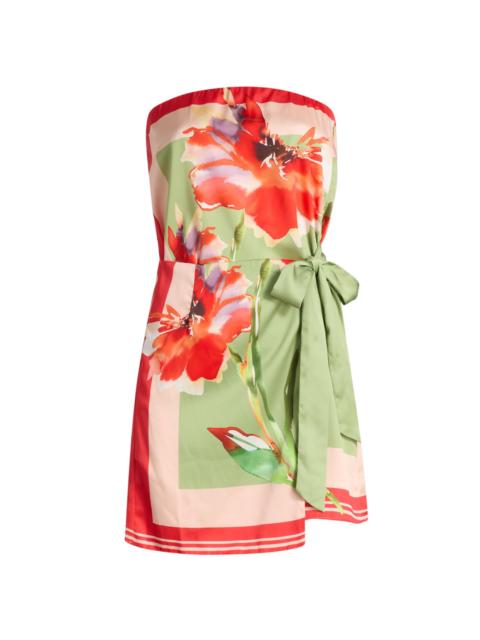 MISA Women's Priya Floral Strapless Side-Tie Minidress - Scarf Flora