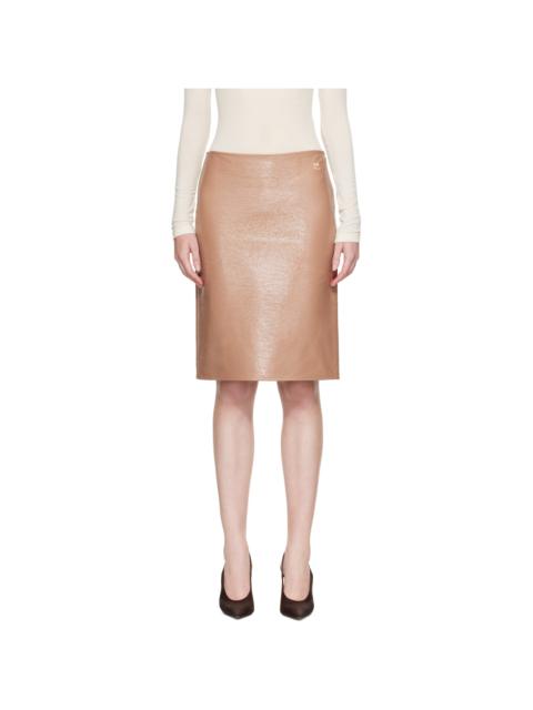 courrèges Beige Vinyl Midi Skirt