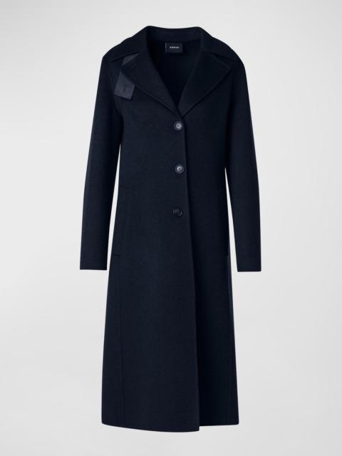 AKRIS Leather Collar Cashmere Coat