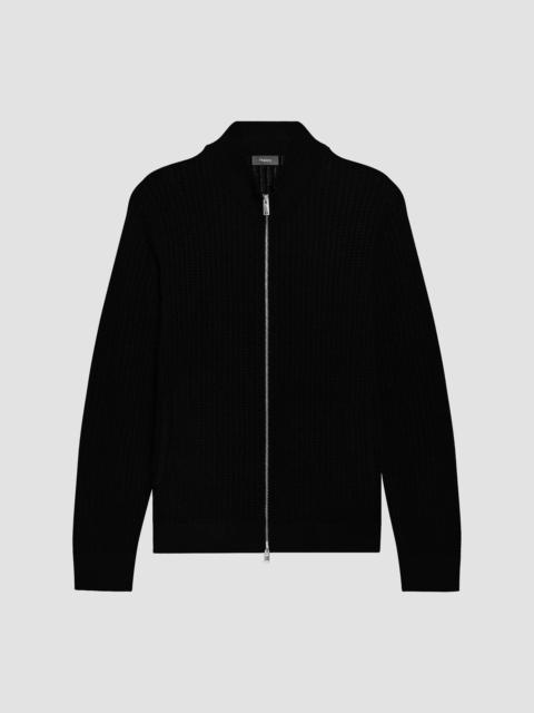 Theory Men's Walton Knit Cotton Zip-Front Sweater - Black