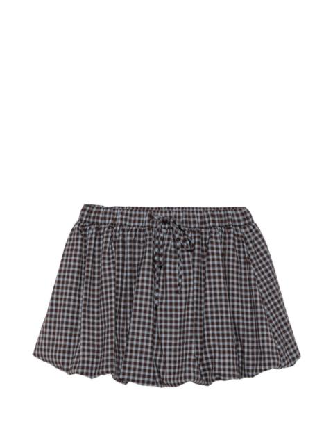 ELEH check-pattern puff mini skirt