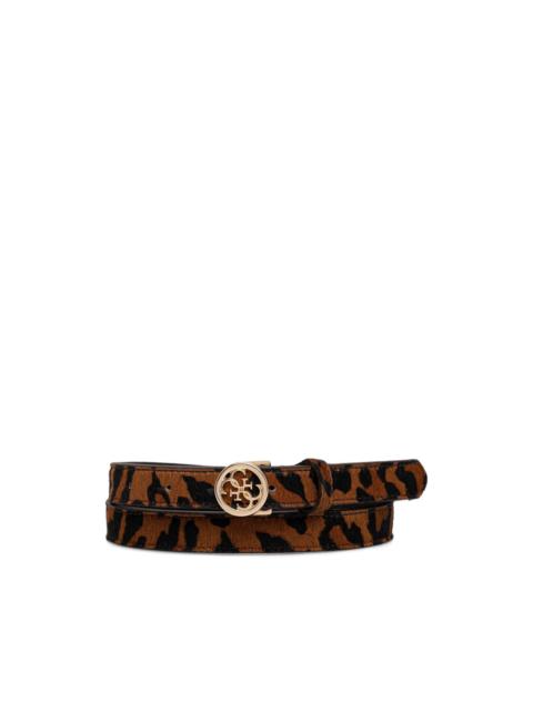 GUESS USA leopard-print logo-plaque belt