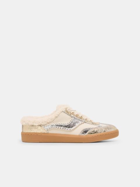dolce vita NOTICE SLIDE PLUSH SILVER GOLD CRACKLED LEATHER