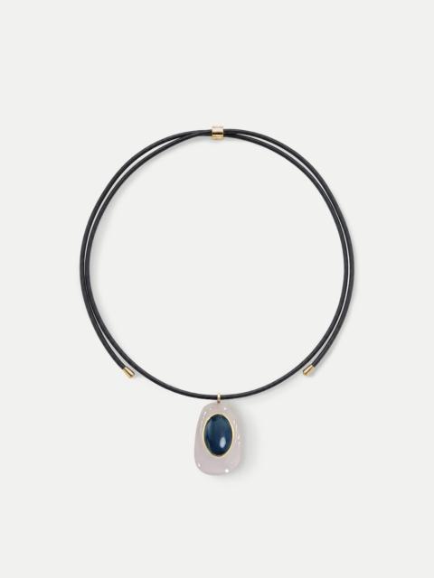 VERONICA BEARD BLACK LEATHER PENDANT NECKLACE