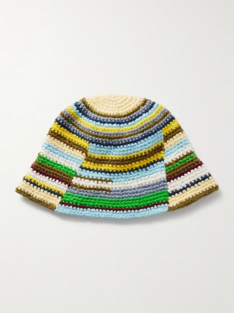 The Elder Statesman Crocheted organic cotton bucket hat Green