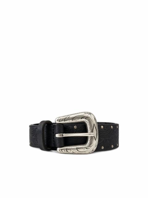 Anderson's stud-embellished engraved-buckle belt