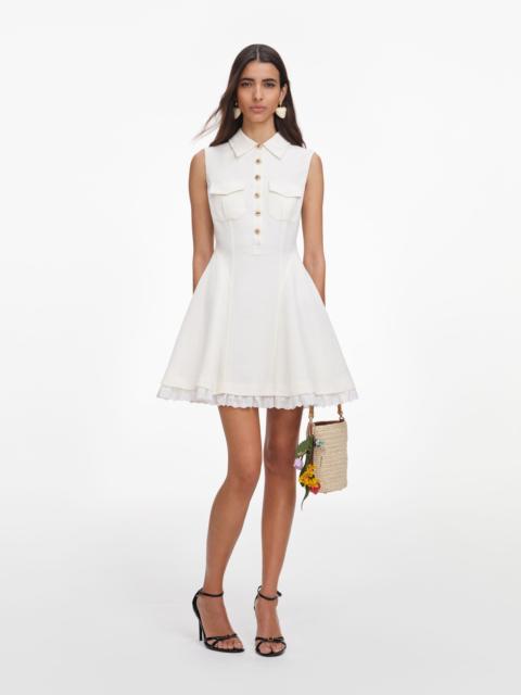 self-portrait Cream Linen Blend Sleeveless Mini Dress
