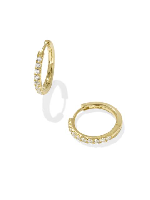 KENDRA SCOTT Mackenzie 18k Gold Vermeil Small Hoop Earrings in White Topaz