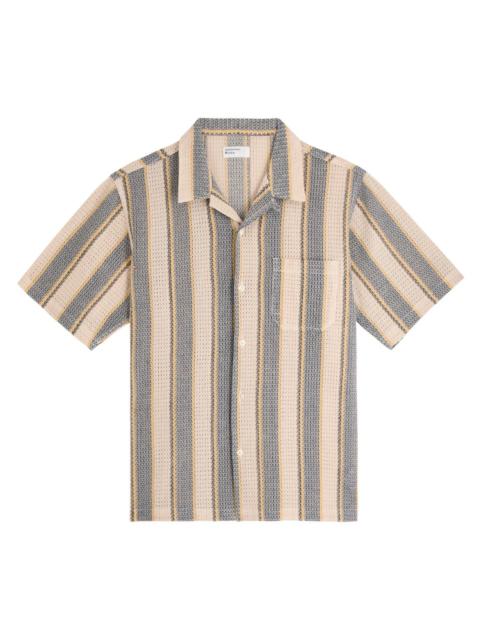 Universal Works Universal Works Road Striped-intarsia Cotton-knit Shirt