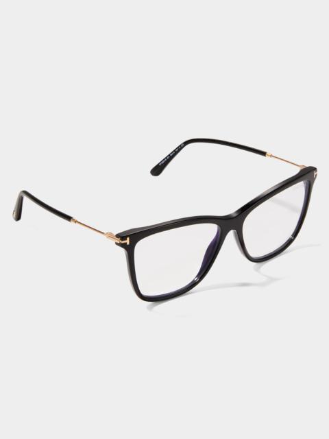 TOM FORD Blue Filtering Acetate Cat-Eye Glasses